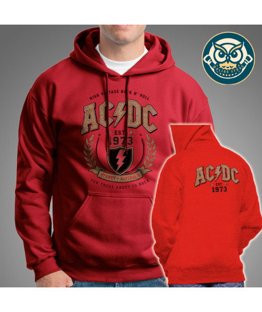 Hoodie AC/DC 1973 Vintage Rojo | Buzo Rock Unisex