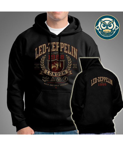 Hoodie Led Zeppelin 1968 Vintage Negro | Buzo Rock Unisex