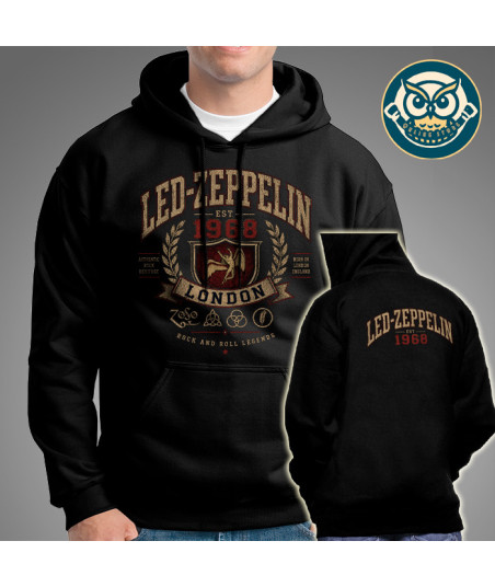Hoodie Led Zeppelin 1968 Vintage Negro | Buzo Rock Unisex
